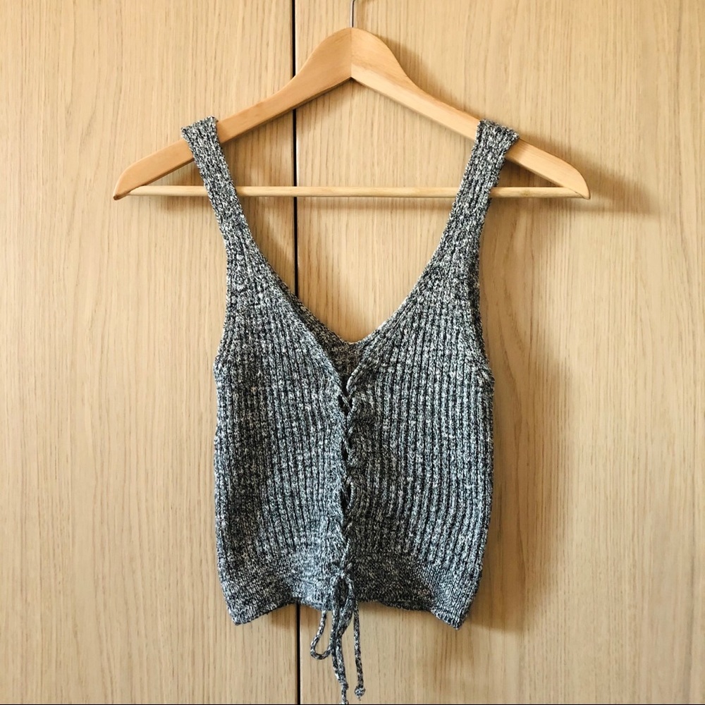 Salt & Pepper Front Tie Knit Top XS